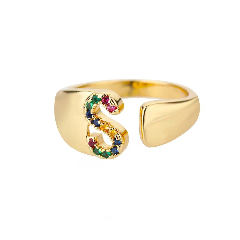 Dazzling Rainbow Custom Letter Initial Rings - Image 25