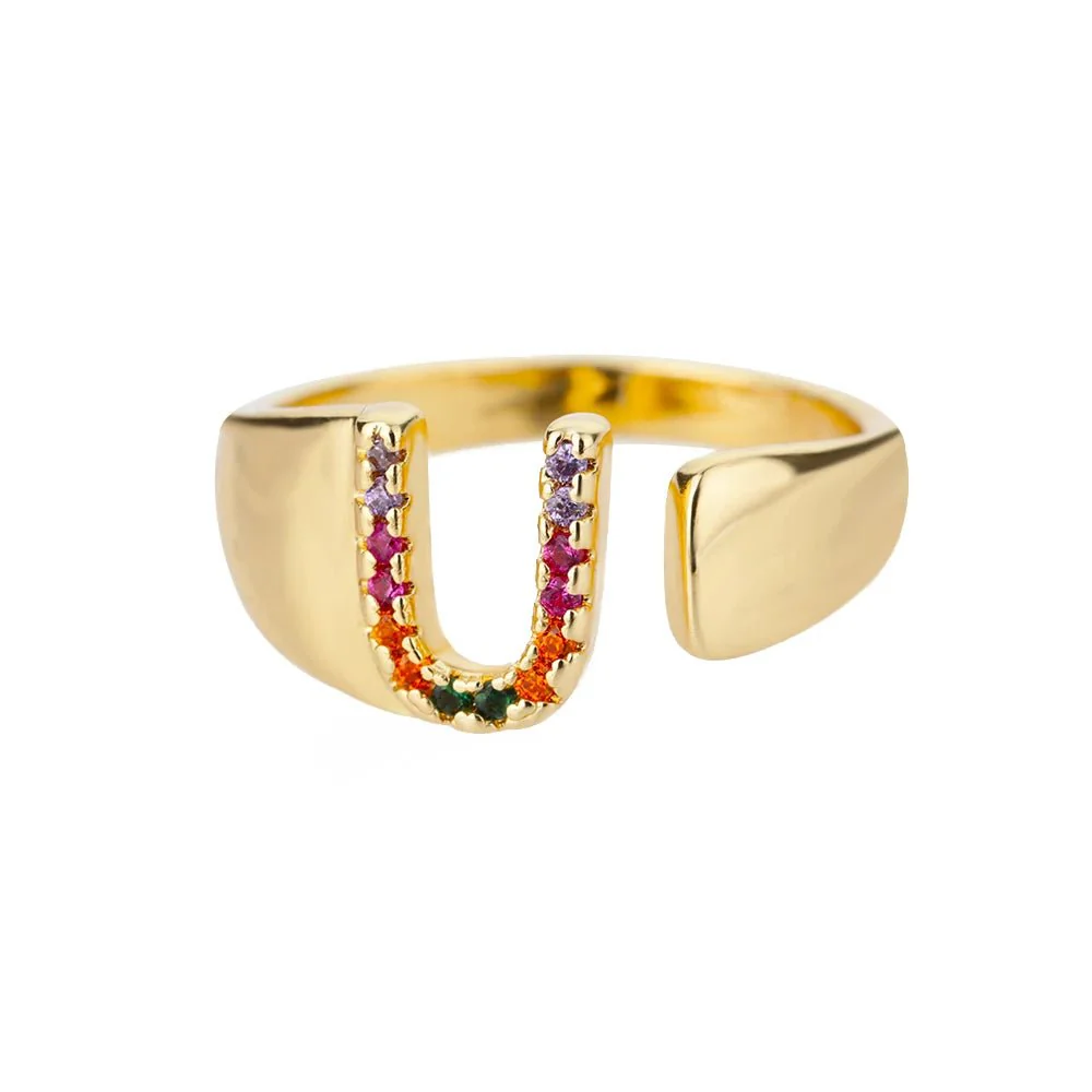 Dazzling Rainbow Custom Letter Initial Rings - Image 27
