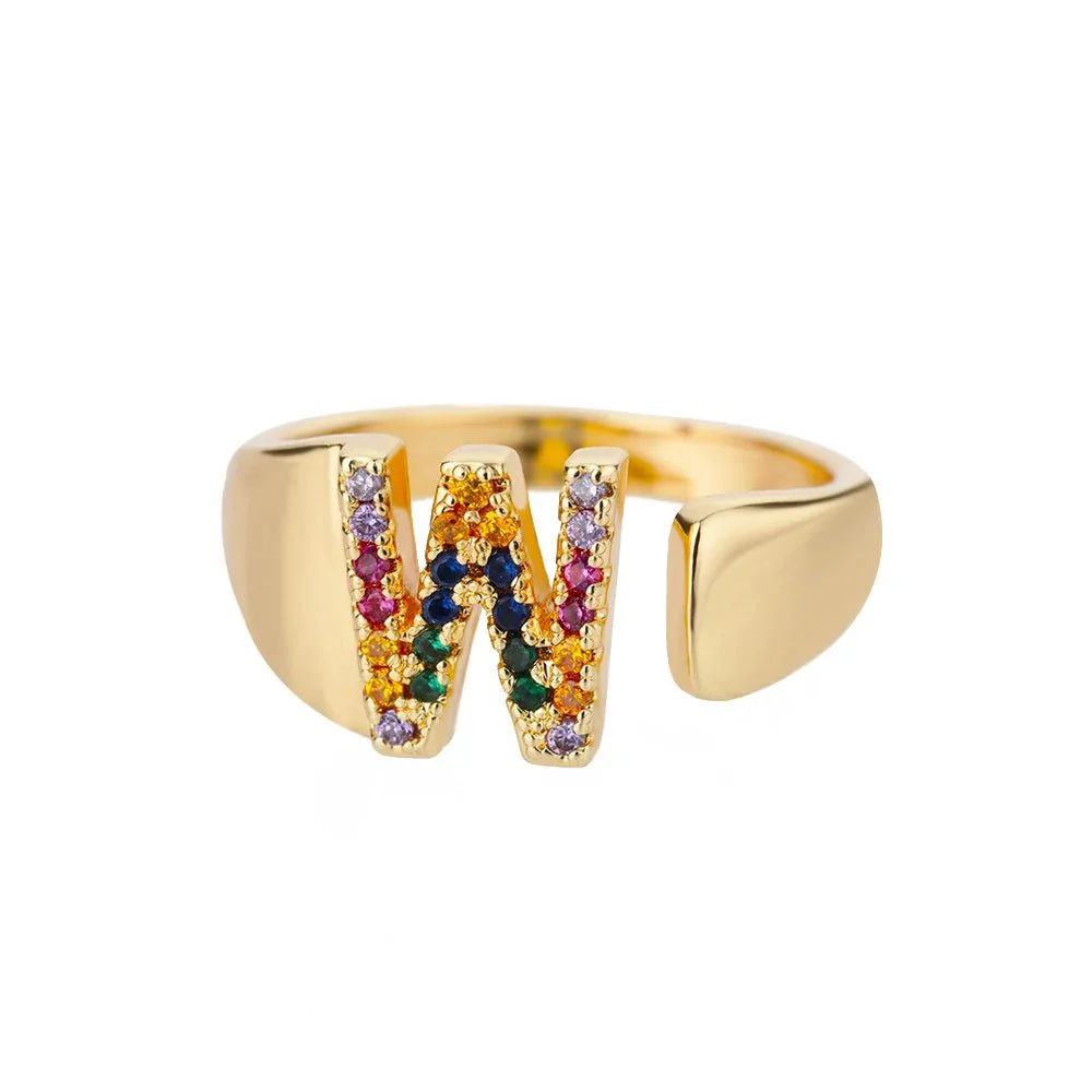 Dazzling Rainbow Custom Letter Initial Rings - Image 29