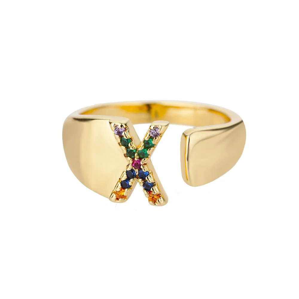 Dazzling Rainbow Custom Letter Initial Rings - Image 30