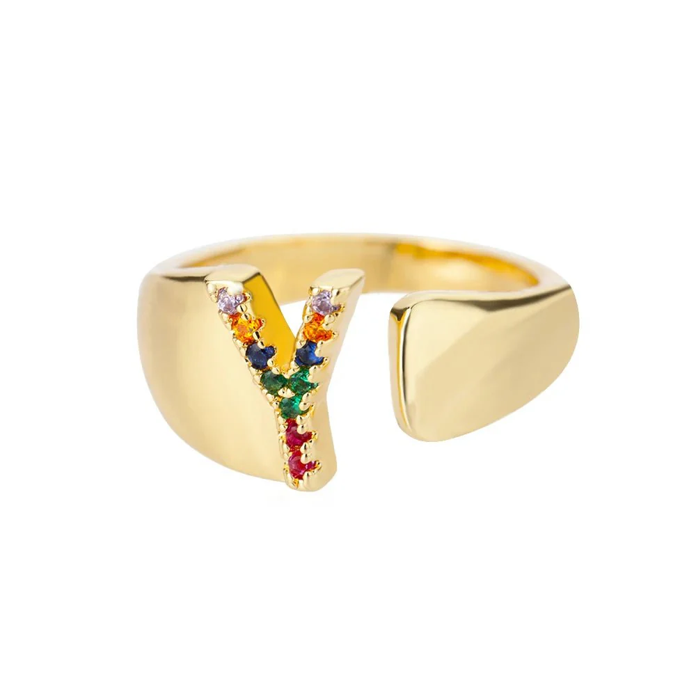 Dazzling Rainbow Custom Letter Initial Rings - Image 31