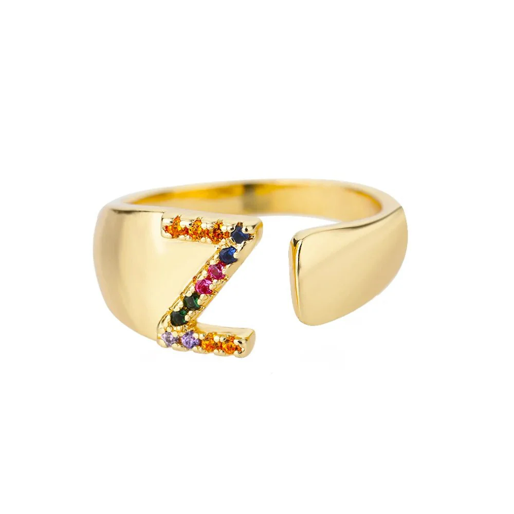 Dazzling Rainbow Custom Letter Initial Rings - Image 32