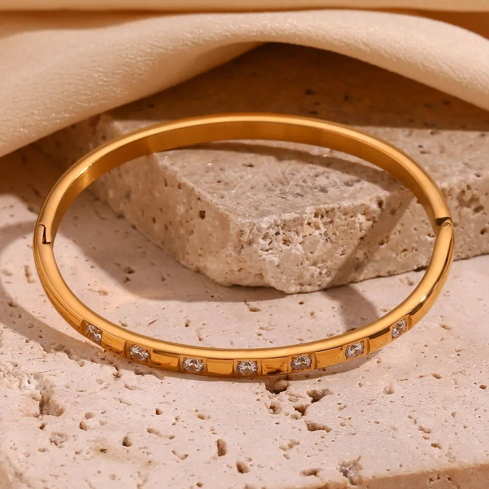 Diamond Accented Gold Cuff Bracelet - Image 8