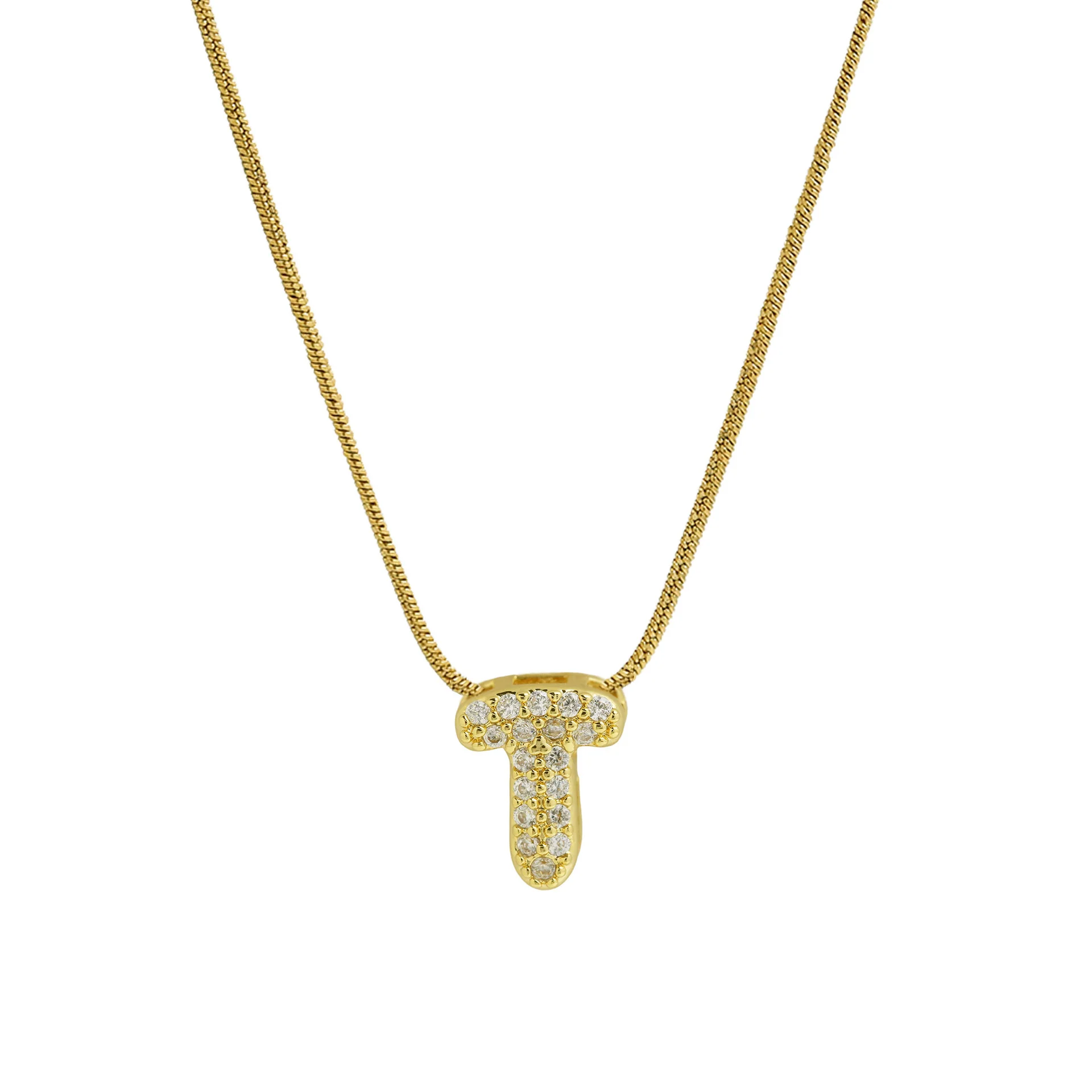 Diamond Bubble Letter Initial Necklace - Image 24