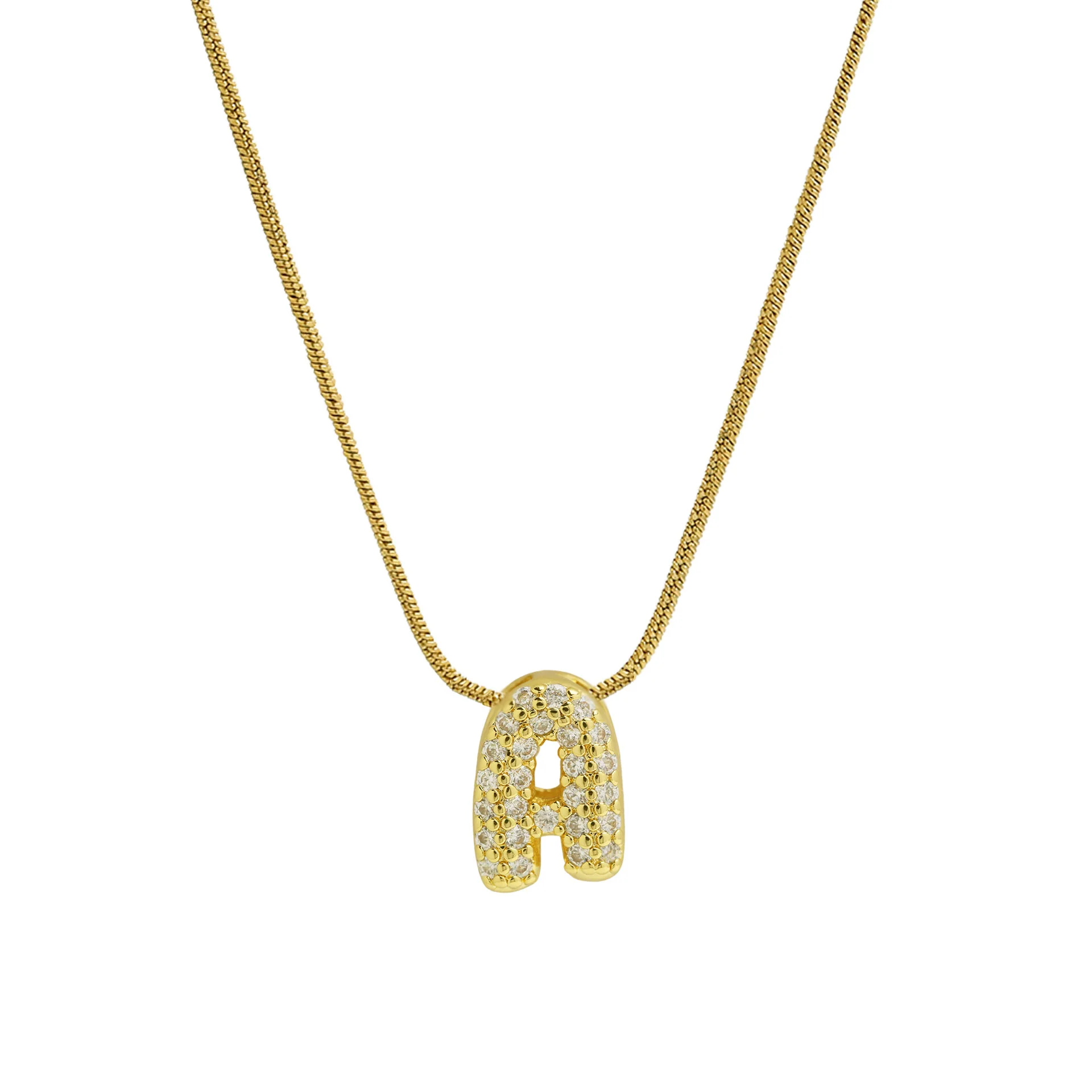 Diamond Bubble Letter Initial Necklace - Image 5