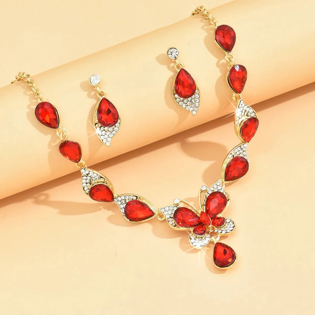 Diamond Gem Set Butterfly Necklace and Earring Set - Image 5