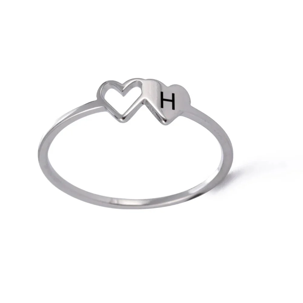 Dual Heart Letter Initial Ring - Image 14