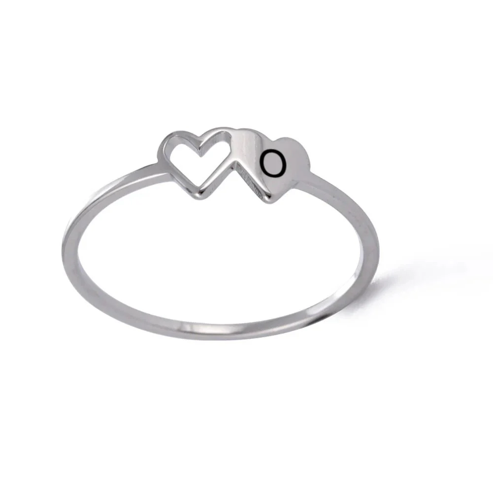 Dual Heart Letter Initial Ring - Image 21
