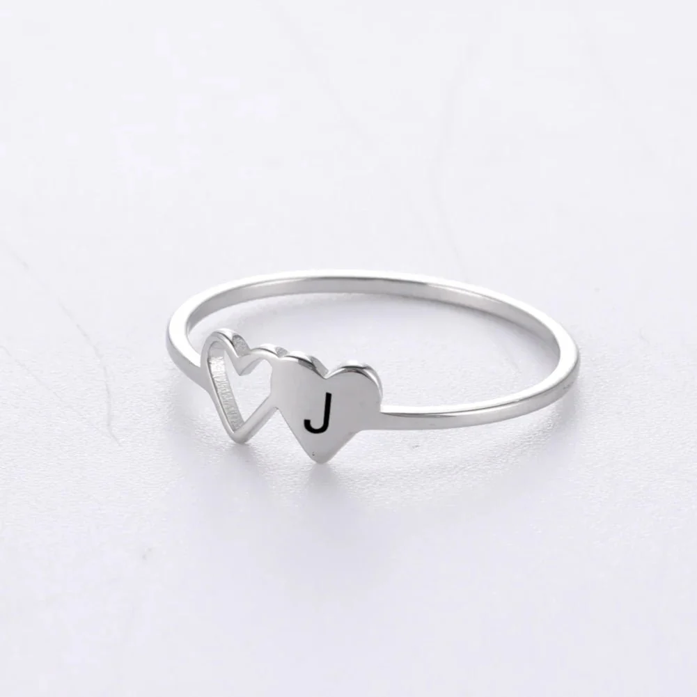 Dual Heart Letter Initial Ring - Image 5