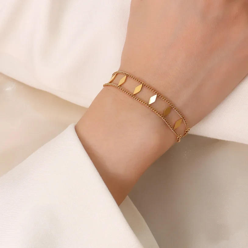 Dual Layered Threaded Diamond Bracelet - Image 2