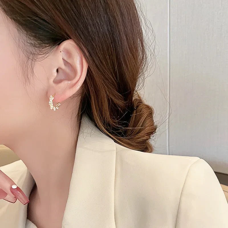 Elegant Beaded Hoop Earrings - Image 4