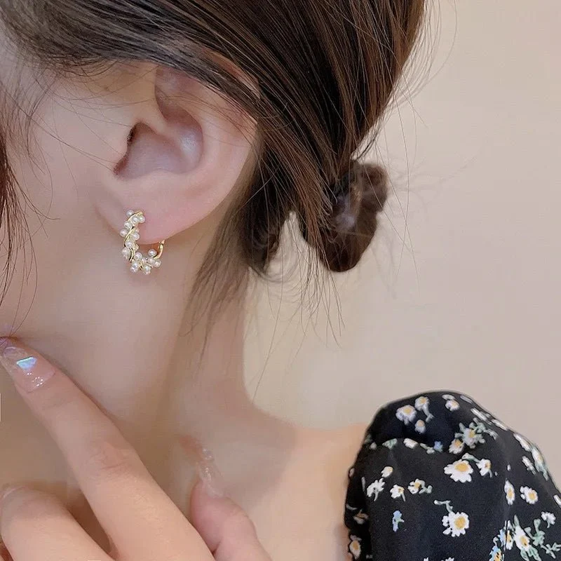 Elegant Beaded Hoop Earrings - Image 5