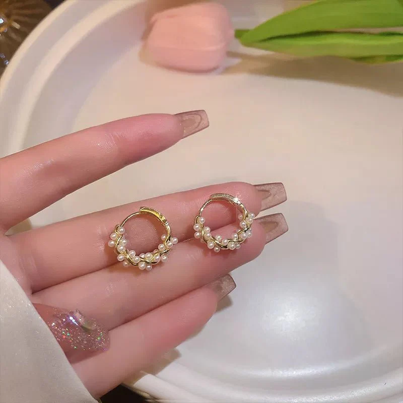 Elegant Beaded Hoop Earrings - Image 6