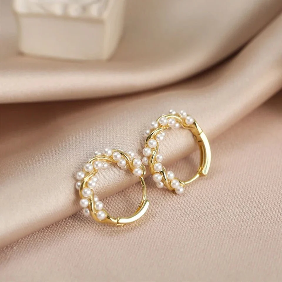 Elegant Beaded Hoop Earrings - Image 9