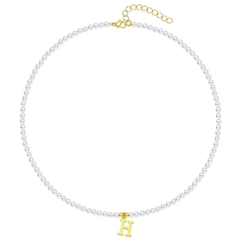 Elegant Gold Accented Pearl Letter Initial Necklace - Image 16