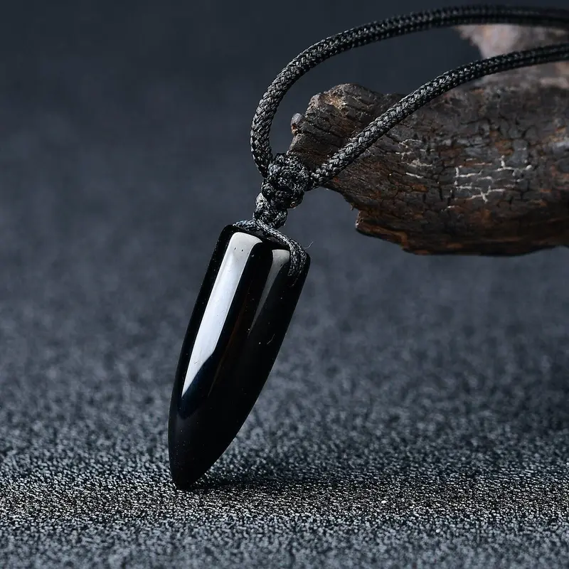 Energetic Protection Obsidian Stone Necklace - Image 4