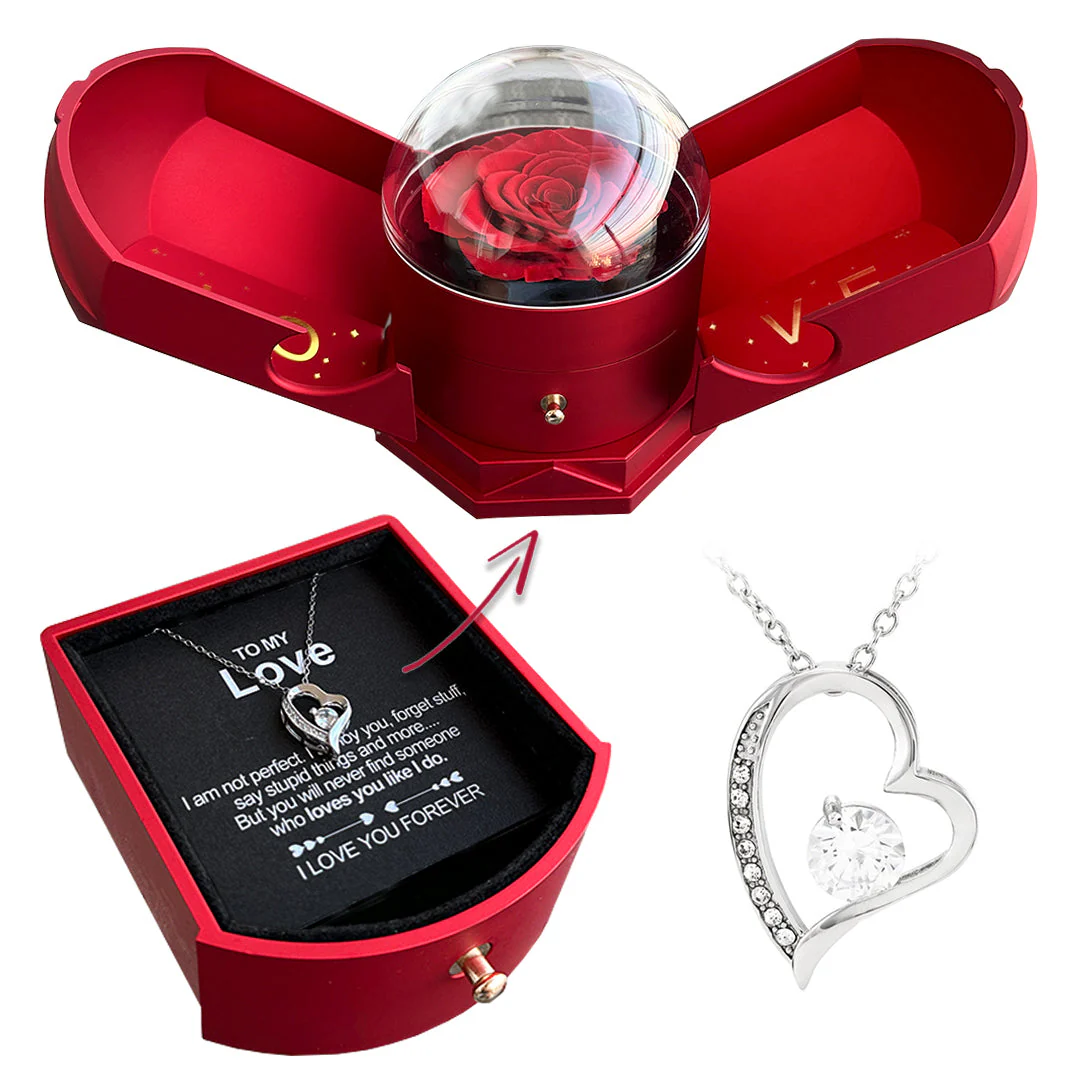 Eternal Rose Box "To My Love" With Diamond Heart Necklace - Image 3