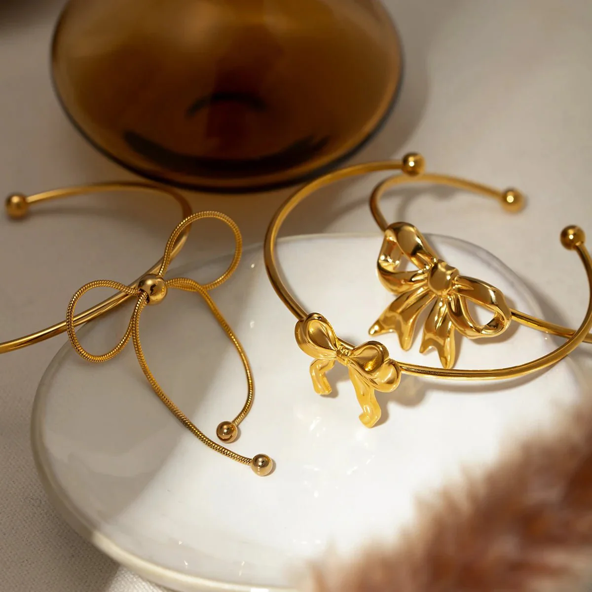 Feminine Bow Cuff Bracelets - Image 3