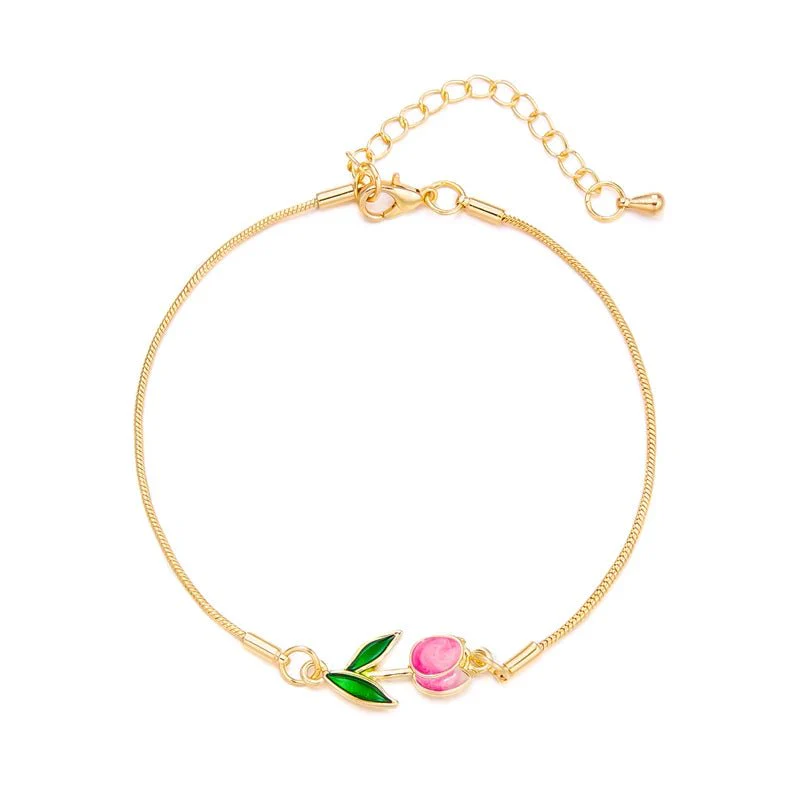 Feminine Floral Tulip Bracelet and Necklace Set - Image 18
