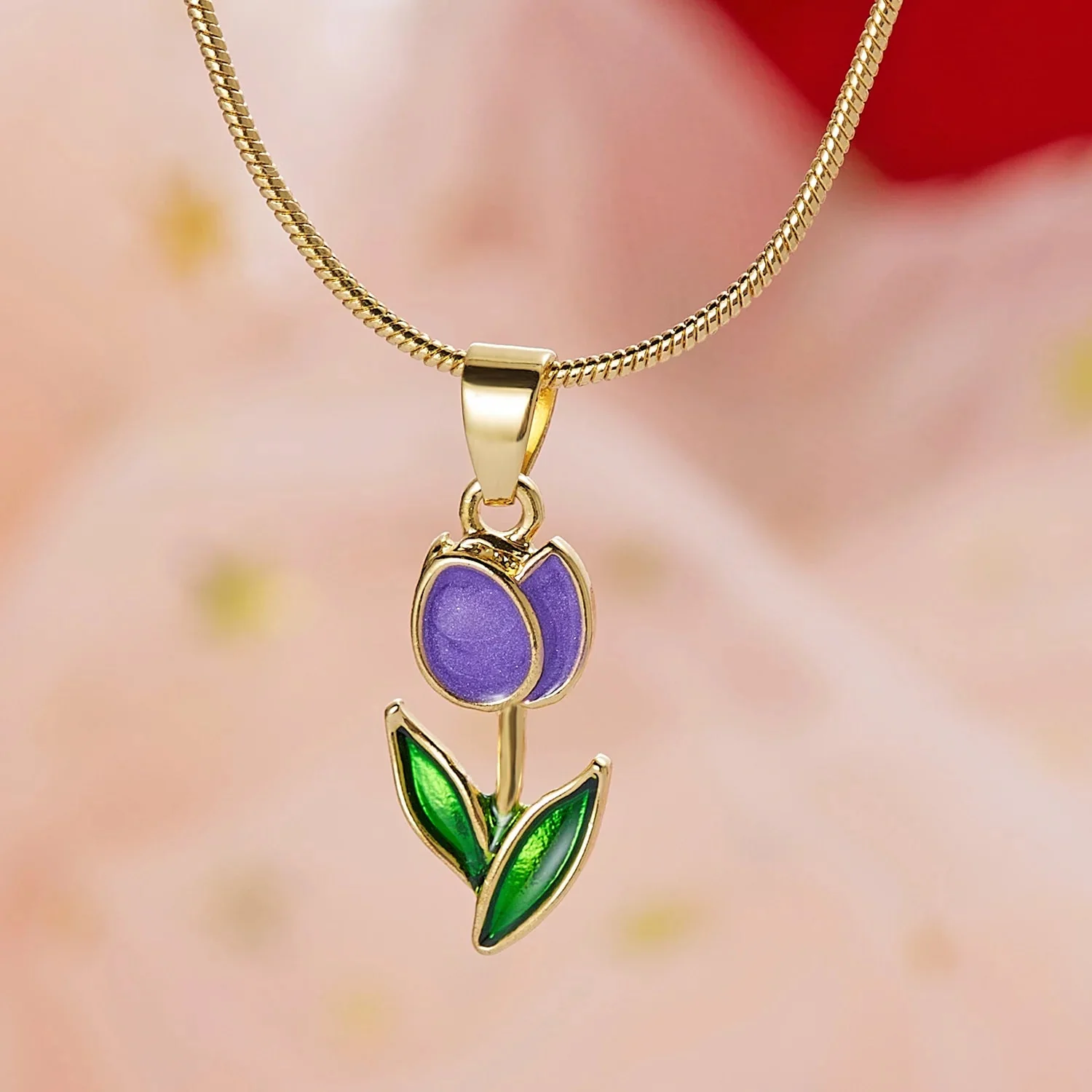 Feminine Floral Tulip Bracelet and Necklace Set - Image 19