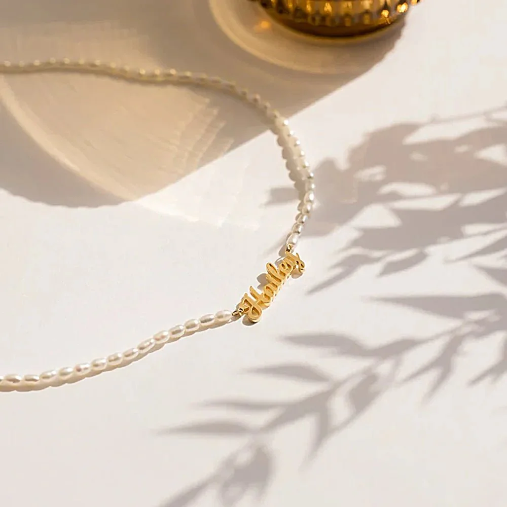 Feminine Personalized Name Pearl Necklace - Image 5