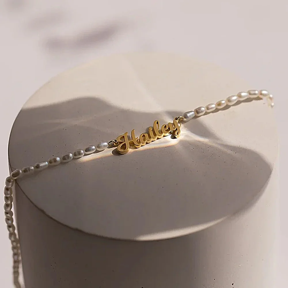 Feminine Personalized Name Pearl Necklace - Image 6