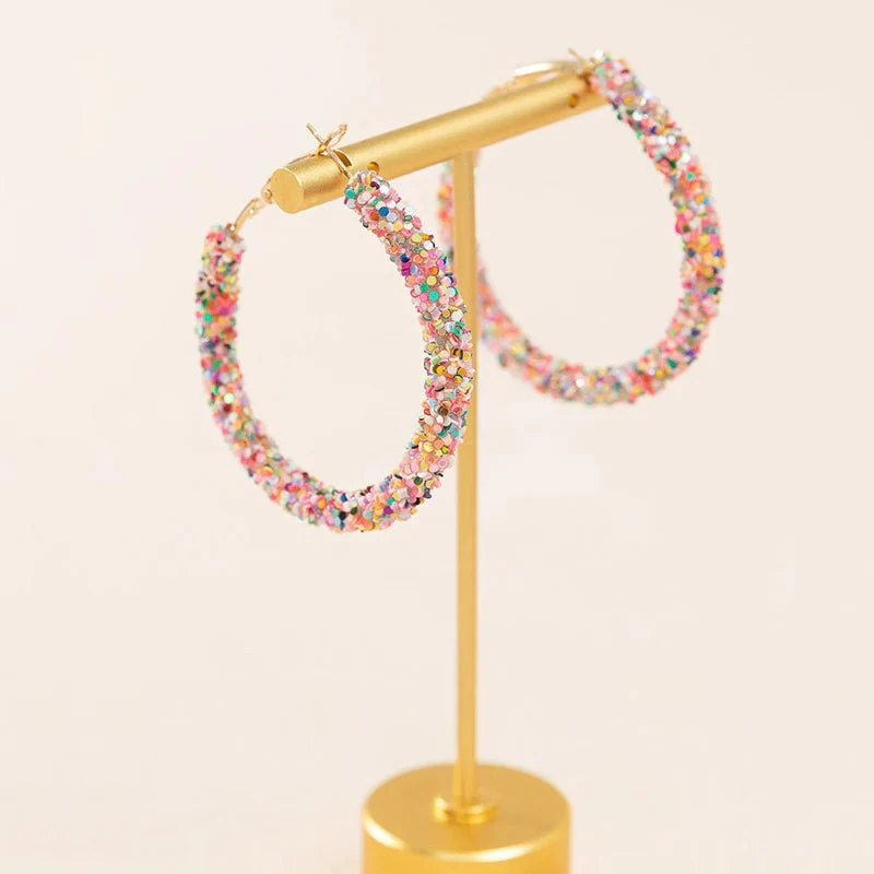 Feminine Rainbow Sprinkle Hoop Earrings - Image 4