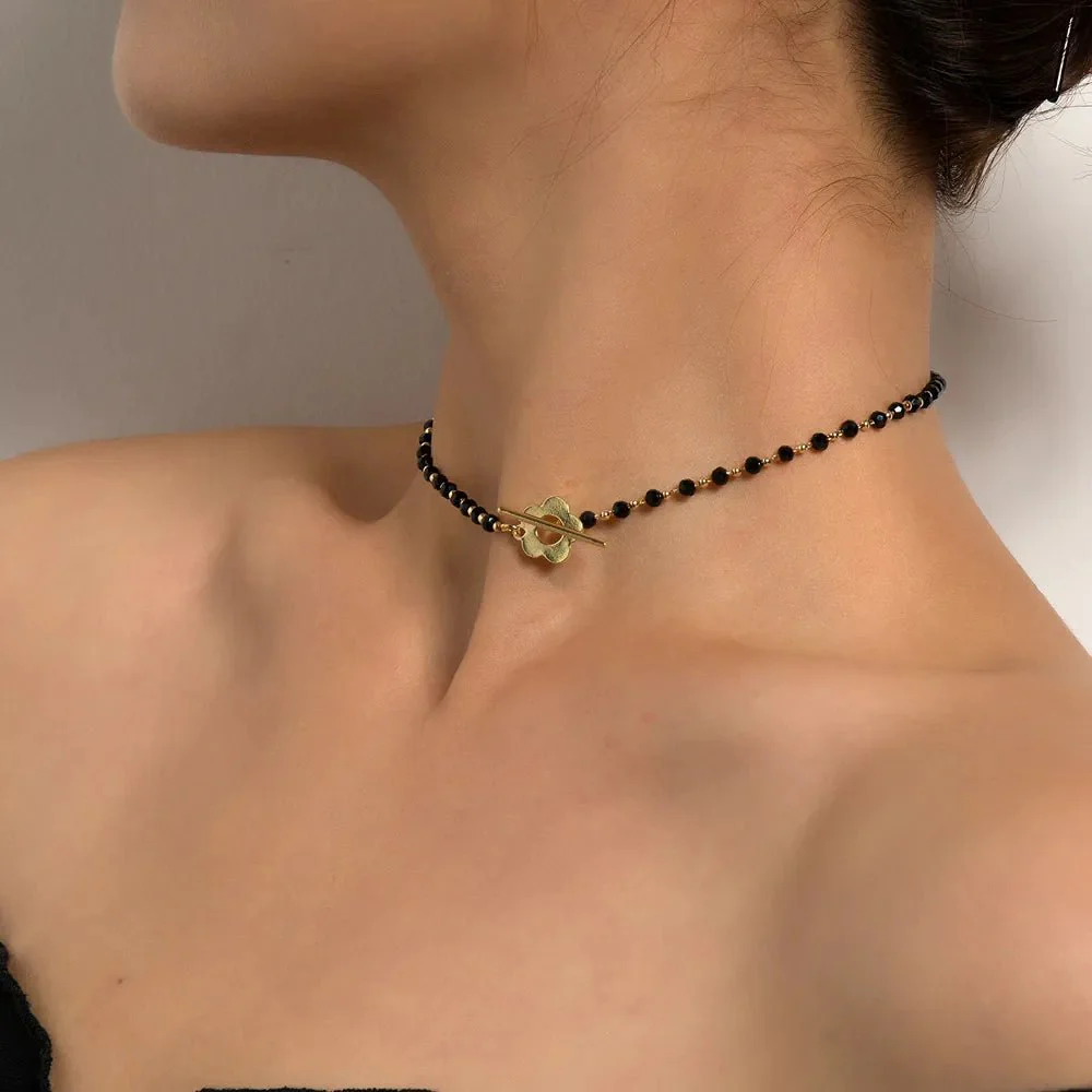 Floral Choker Flower Clasp Necklace - Image 3