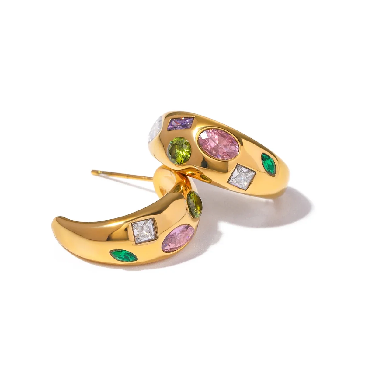 Gem Mine Crescent Moon Stud Earrings - Image 6