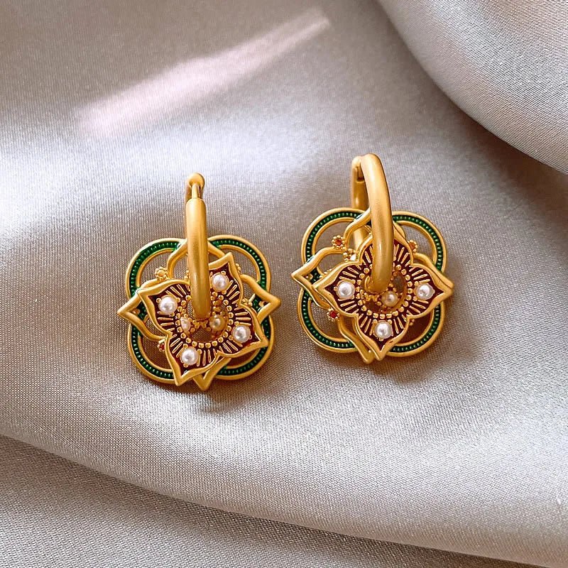 Geometric Rangoli Jhumka Earrings - Image 3