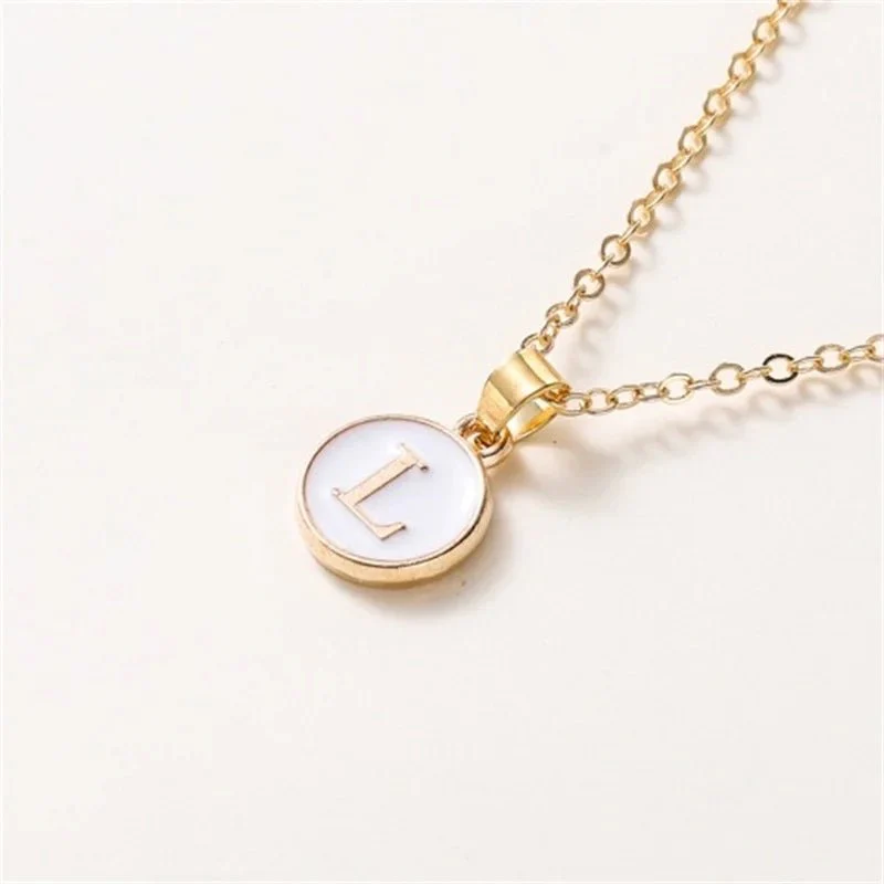 Gold Accented Circle Letter Initial Necklace - Image 16