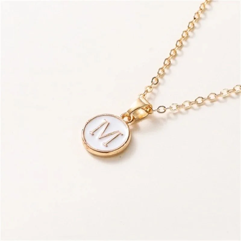 Gold Accented Circle Letter Initial Necklace - Image 17