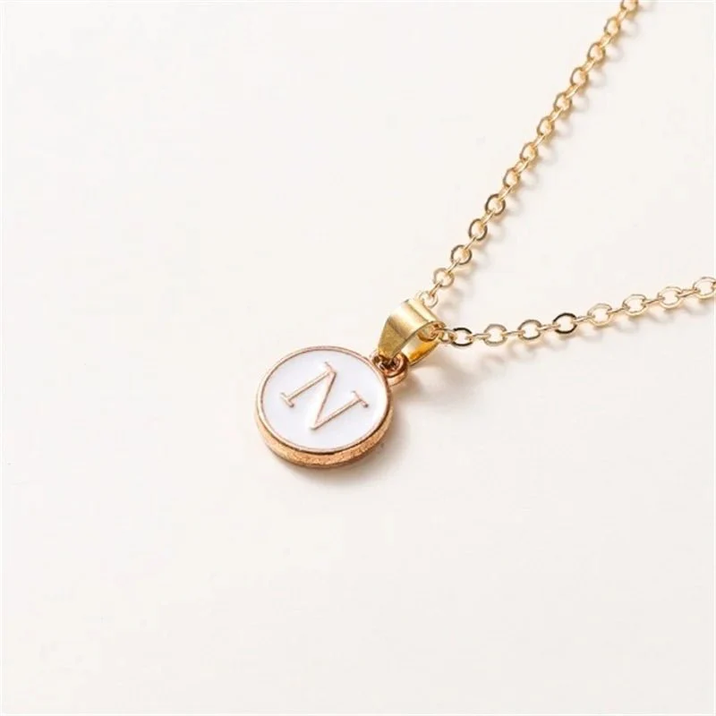 Gold Accented Circle Letter Initial Necklace - Image 18