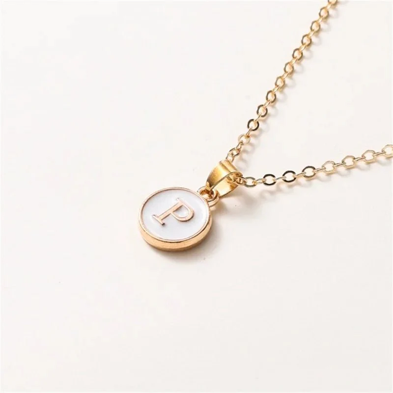 Gold Accented Circle Letter Initial Necklace - Image 21