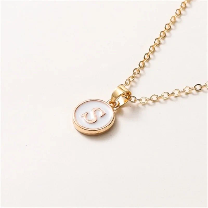 Gold Accented Circle Letter Initial Necklace - Image 23