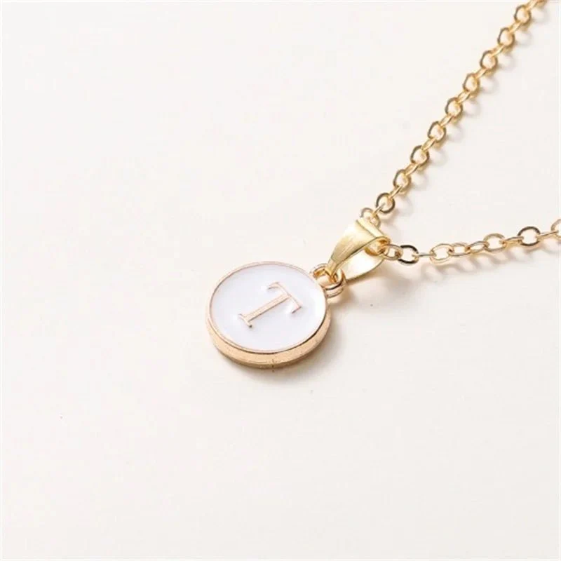 Gold Accented Circle Letter Initial Necklace - Image 24
