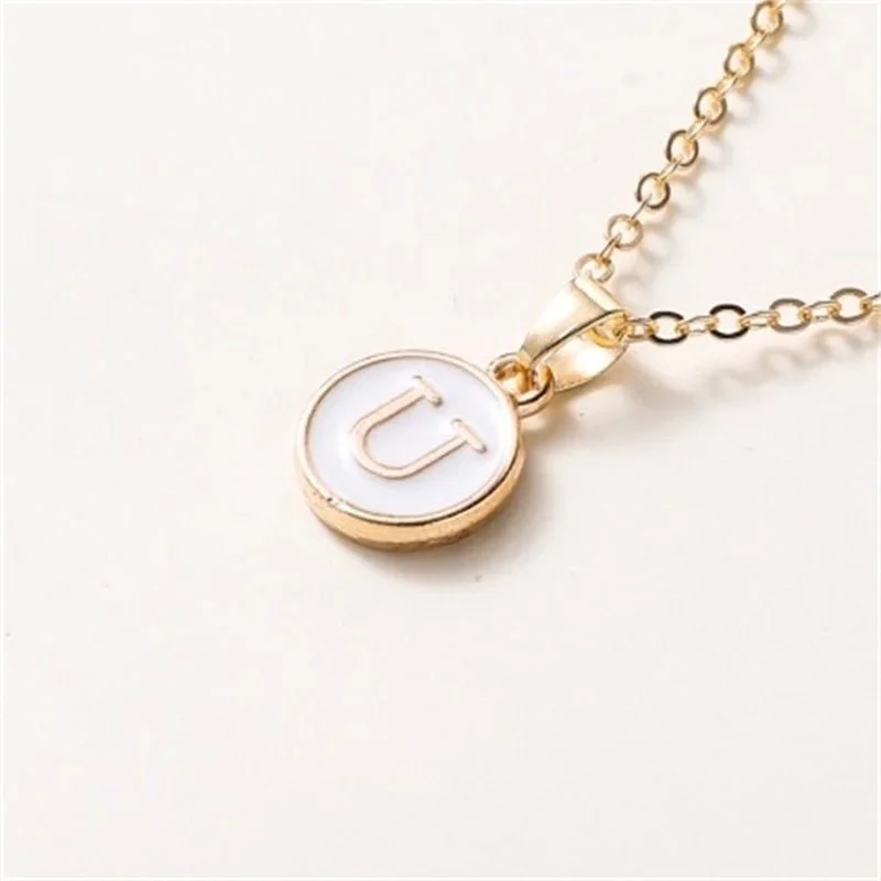 Gold Accented Circle Letter Initial Necklace - Image 25