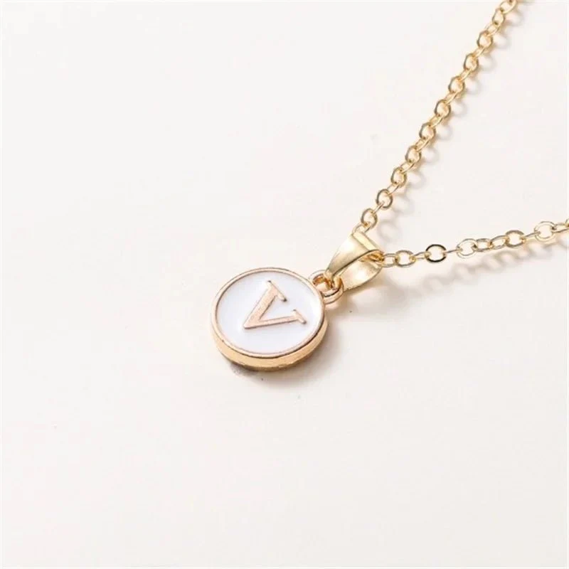 Gold Accented Circle Letter Initial Necklace - Image 26
