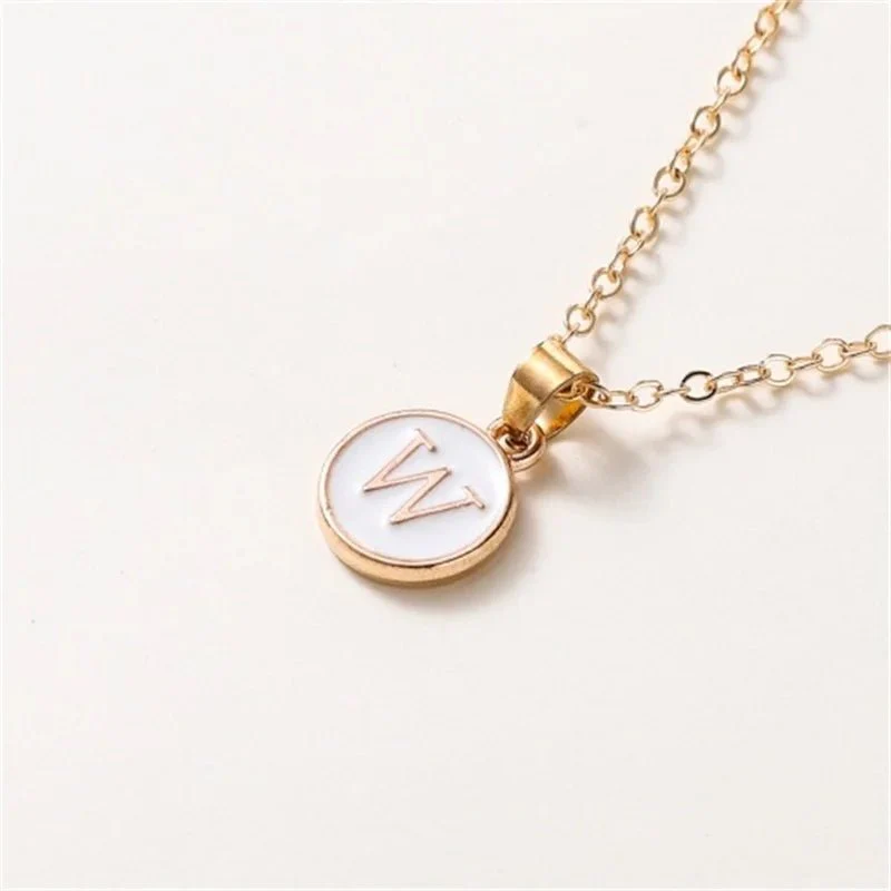 Gold Accented Circle Letter Initial Necklace - Image 27