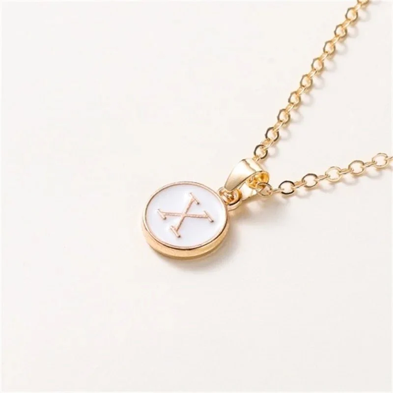 Gold Accented Circle Letter Initial Necklace - Image 28