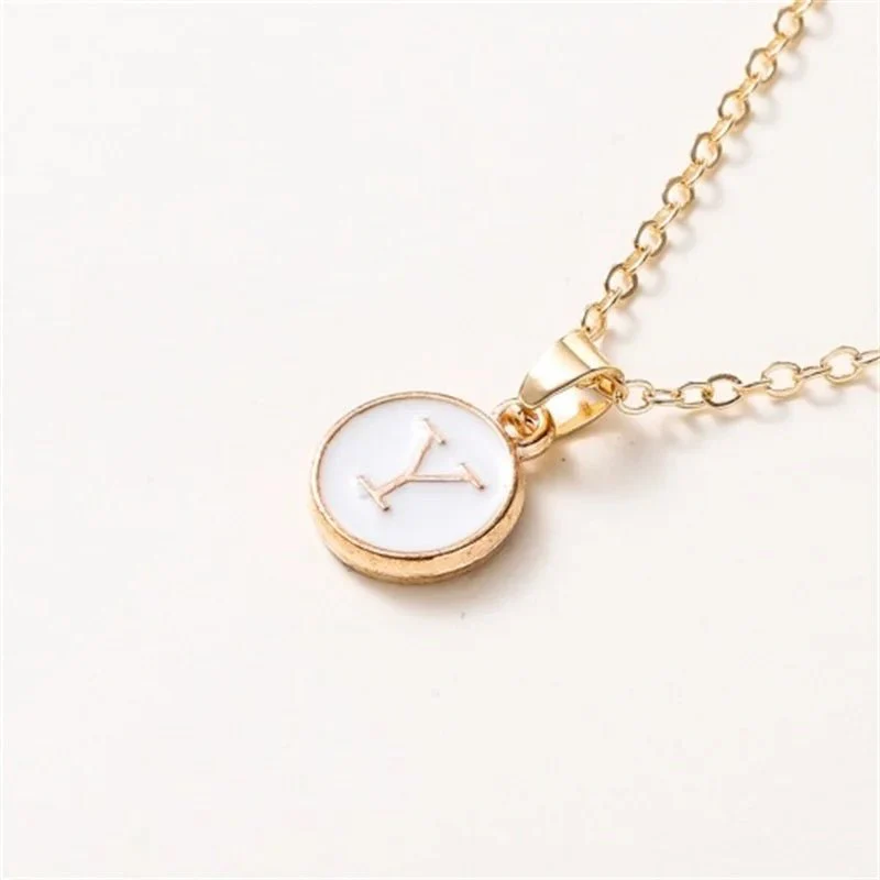 Gold Accented Circle Letter Initial Necklace - Image 29