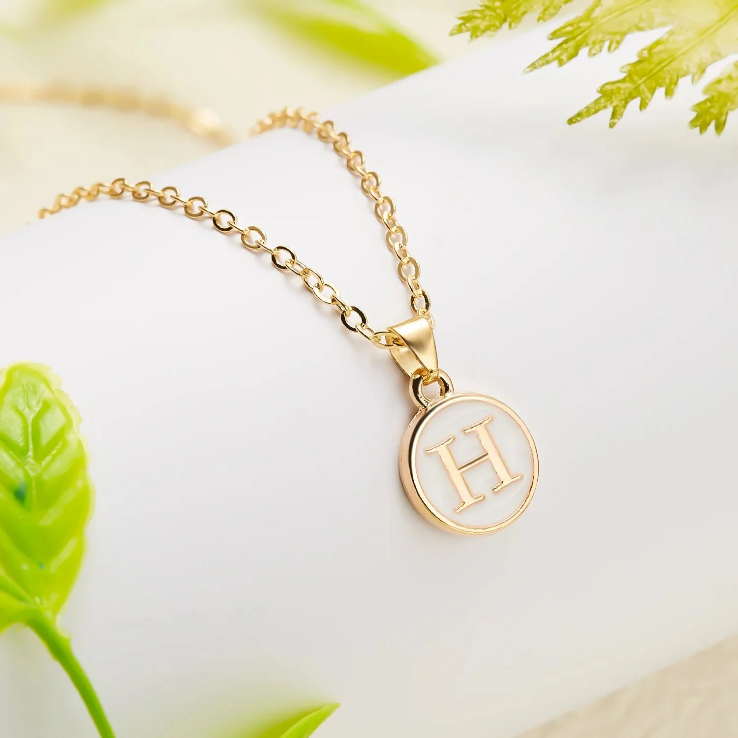 Gold Accented Circle Letter Initial Necklace - Image 4
