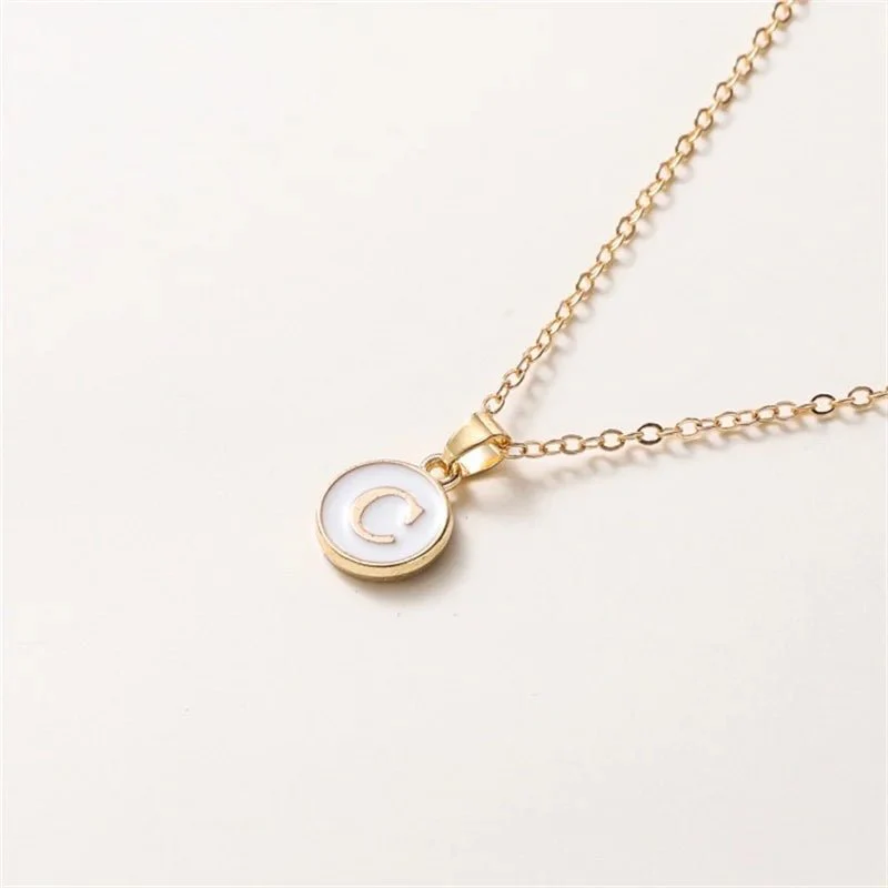 Gold Accented Circle Letter Initial Necklace - Image 7