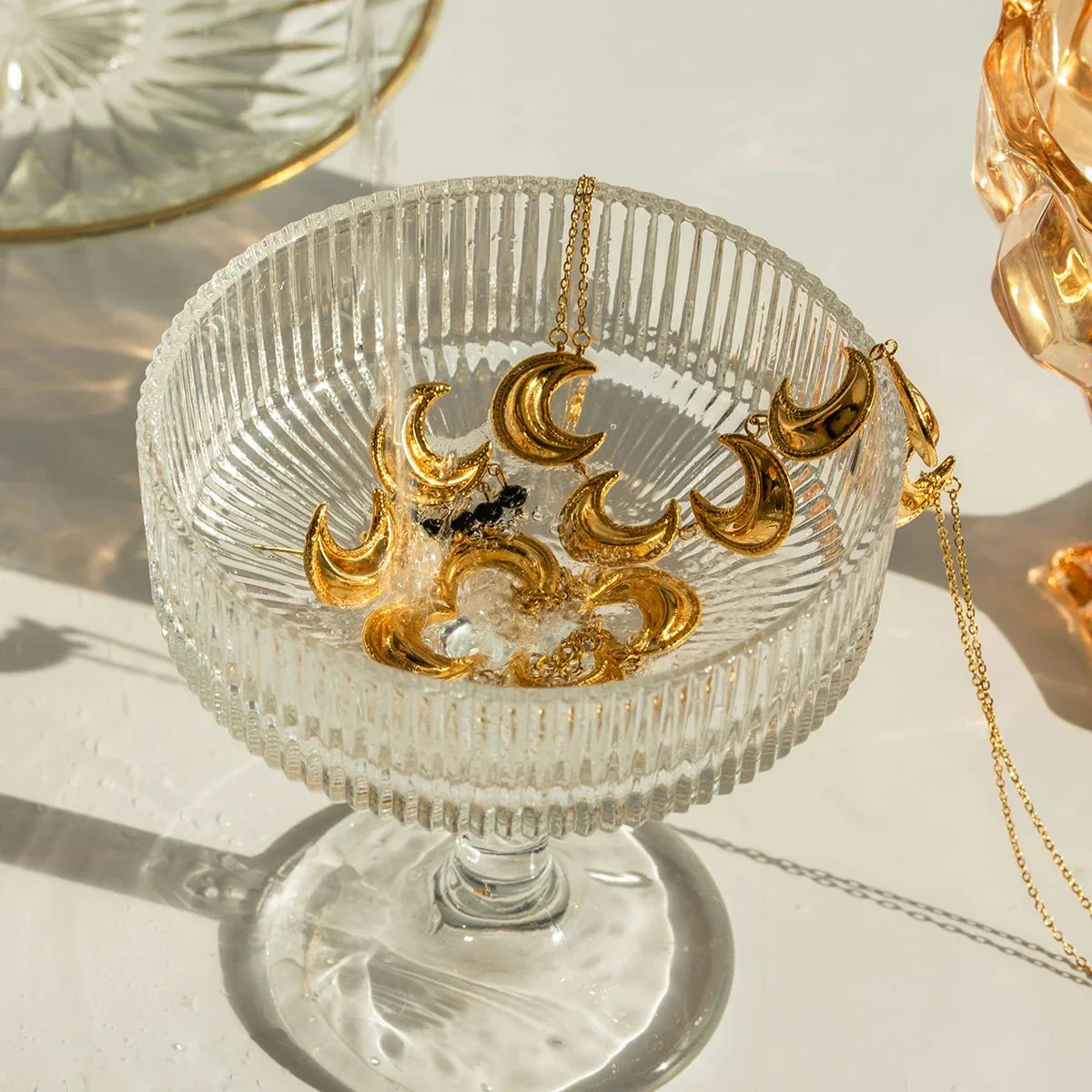 Golden Crescent Moon Astrology Necklace Bracelet Earrings Jewelry Set - Image 7