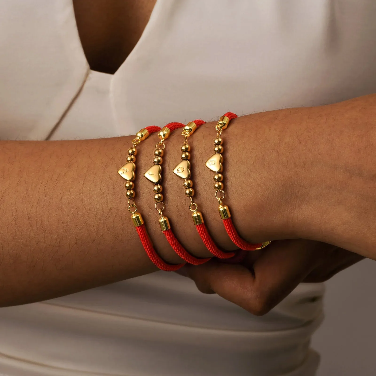 Heart Letter Initial Milan Rope Bracelet - Image 2