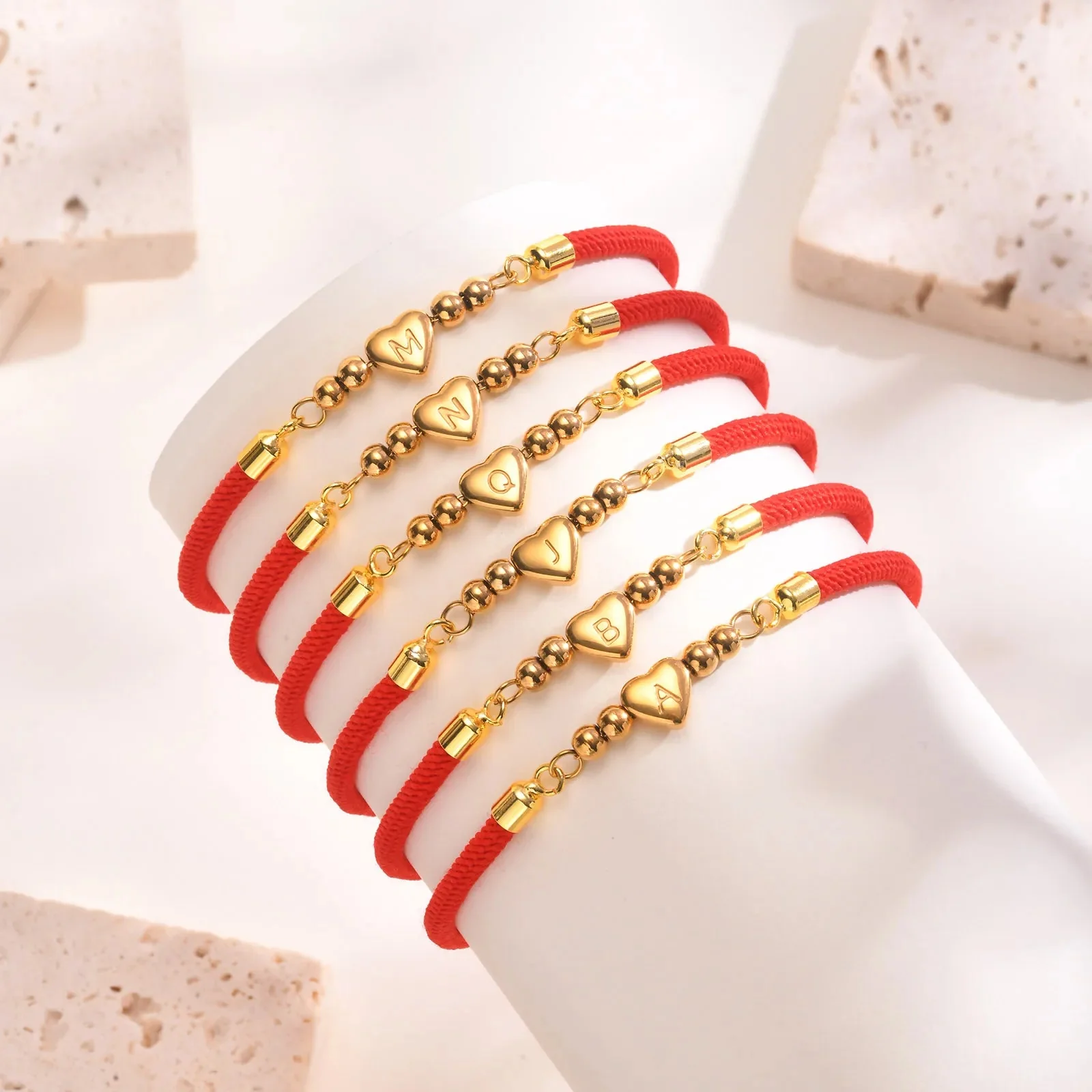 Heart Letter Initial Milan Rope Bracelet - Image 5