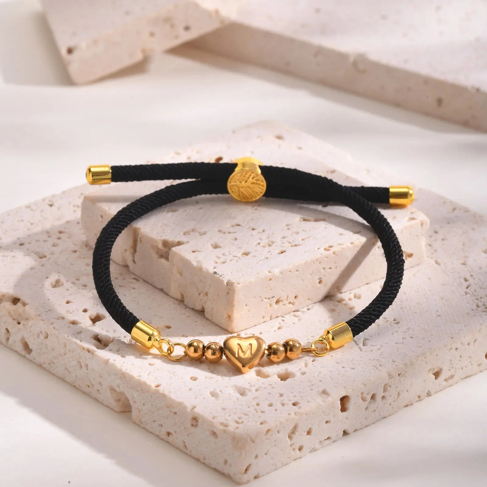 Heart Letter Initial Milan Rope Bracelet - Image 9