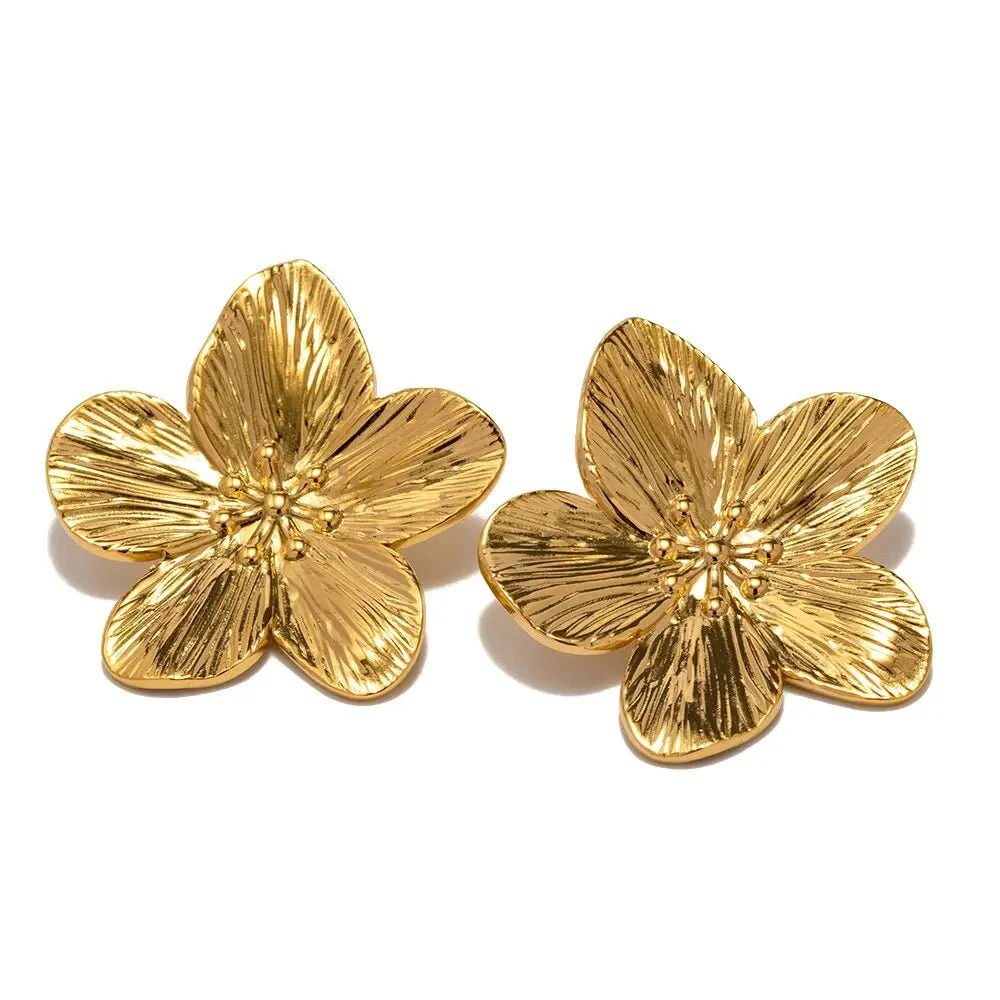Hibiscus Floral Stud Earrings - Image 9