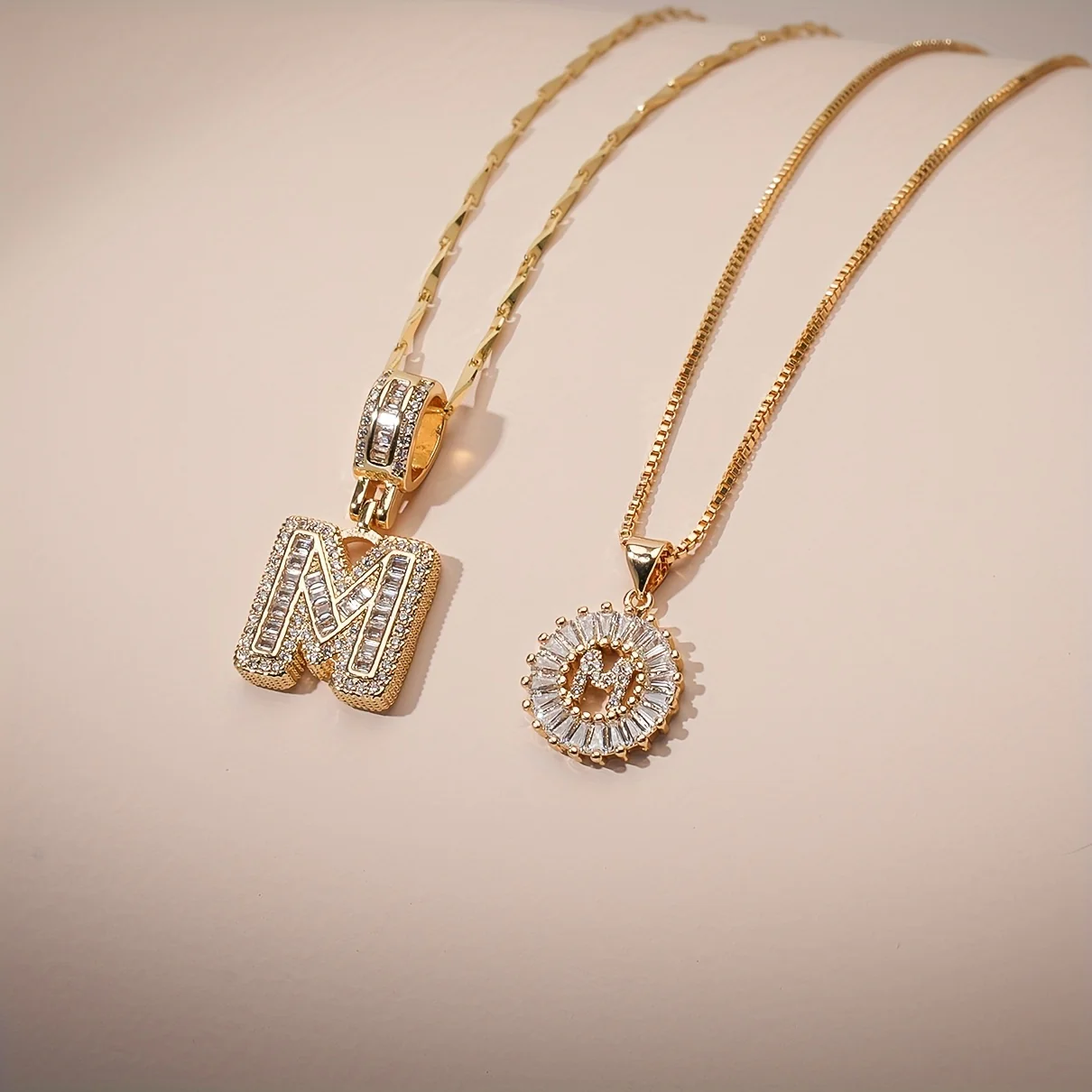 Keep & Share: 2pc 14k Diamond Letter Initial Necklaces - Image 4