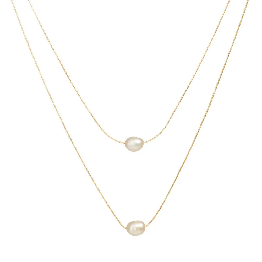 Layered Dainty Strung Pearls Necklace - Image 6